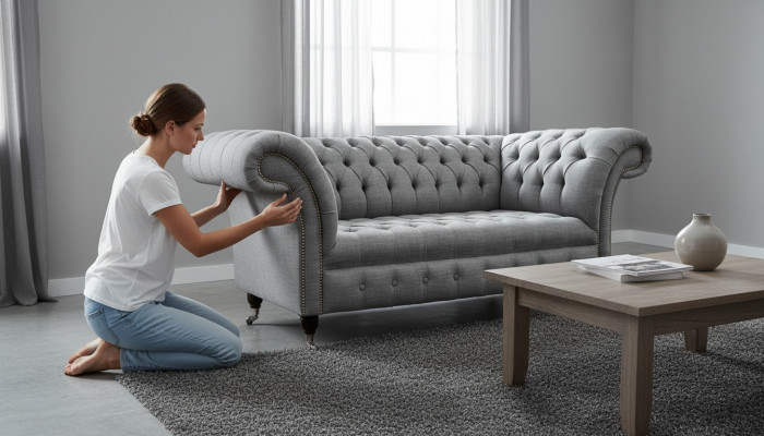 Chesterfield two-seater couch upholstered sofa textile couches fabric luxury