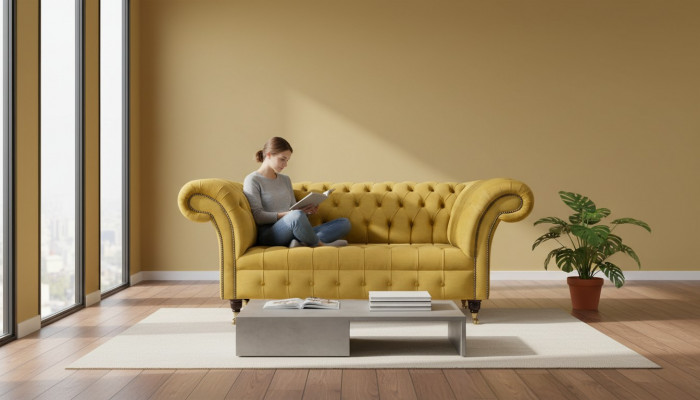Two-seater sofa 2-seater design sofas upholstery chesterfield seat fabric textile