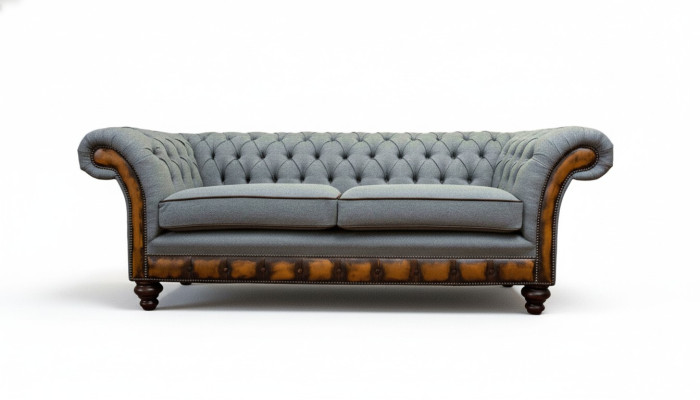 Luxury three-seater modern couch furniture gray sofas fabric textile upholstery