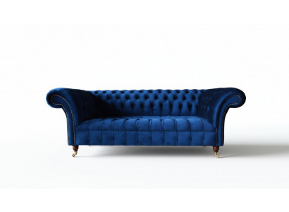 Blue Chesterfield Three-Seater Sofa 3-Seater Sofas Luxury Textile Couches