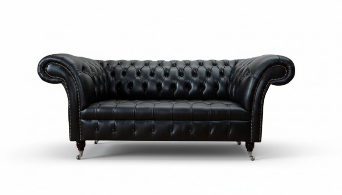 Three-seater luxury sofa 3 seater sofas leather black Chesterfield