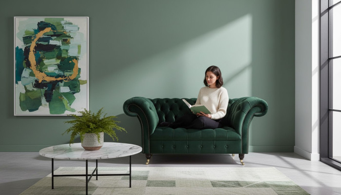 Armchair Design Relax Green Textile Living Room Upholstery Chair Luxury Single Seater