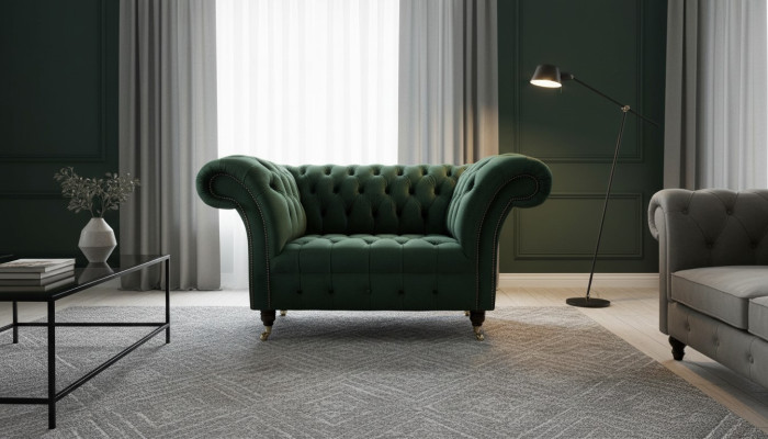 Armchair Design Relax Green Textile Living Room Upholstery Chair Luxury Single Seater