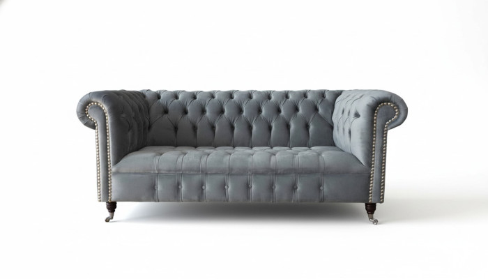 Sofa 3-seater fabric sofas couch upholstery Chesterfield couches grey three-seater