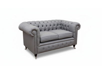 Chesterfield office seating furniture sofa couch 2 seats textile gray