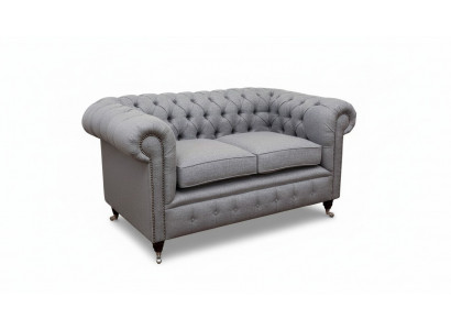 Chesterfield office seating furniture sofa couch 2 seats textile gray