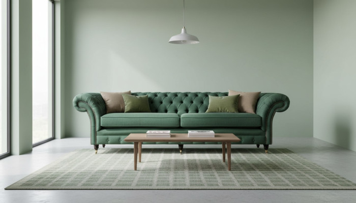 Sofa 4 Seater Green Living Room Modern Design Upholstery Fabric Luxury