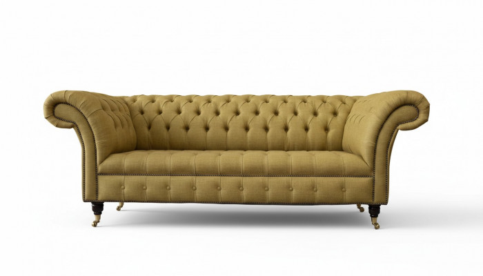 Chesterfield Three-Seater Luxury Sofa 3 Seat Sofas Seating Design Couch Furniture Beige