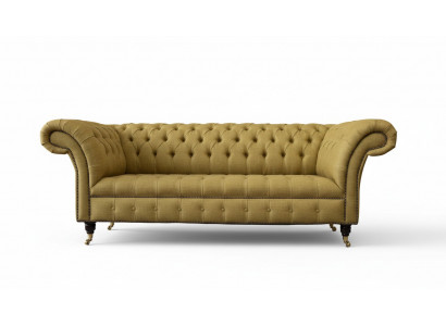 Chesterfield Three-Seater Luxury Sofa 3 Seat Sofas Seating Design Couch Furniture Beige