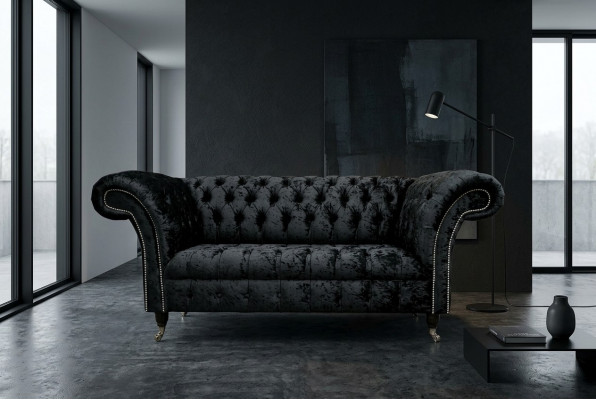 English Chesterfield office furniture set sofa couch 2 seat black