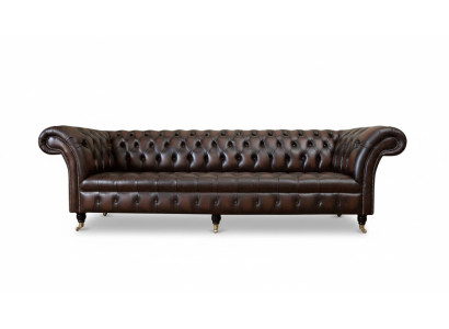 Chesterfield 4 Seater Leather Living Room Design Sofa Furniture New