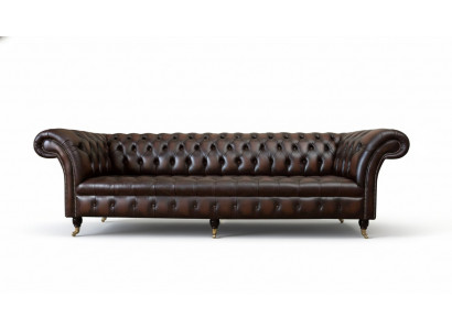 Leather Sofa, Sofa 4-Seater Couch, Luxury Classic Leather Chesterfield Sofas