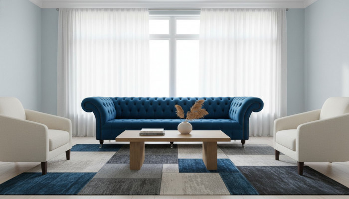 Design sofa Chesterfield upholstery modern textile fabric 4-seater sleeper