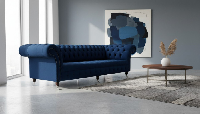 Chesterfield Sofa Sofas 4-Seater Couch Upholstered Fabric Living Room Furniture
