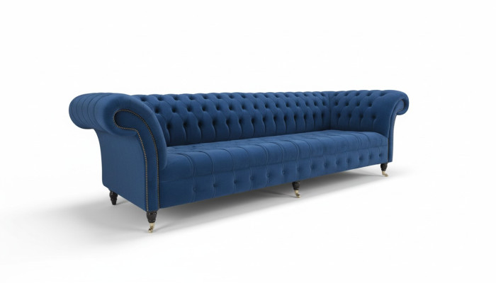 Chesterfield Big Sofa Couch Textile Velvet Upholstery Sofas 4-Seater Couches