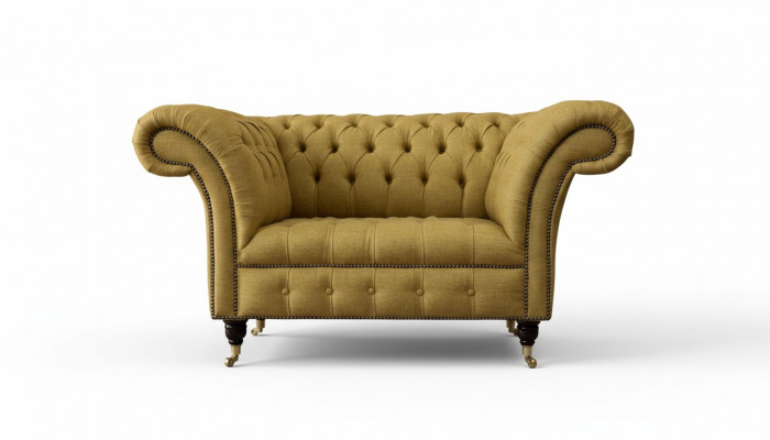 Chesterfield Armchair Design Upholstered Sofa Couch Brown Textile Furniture New