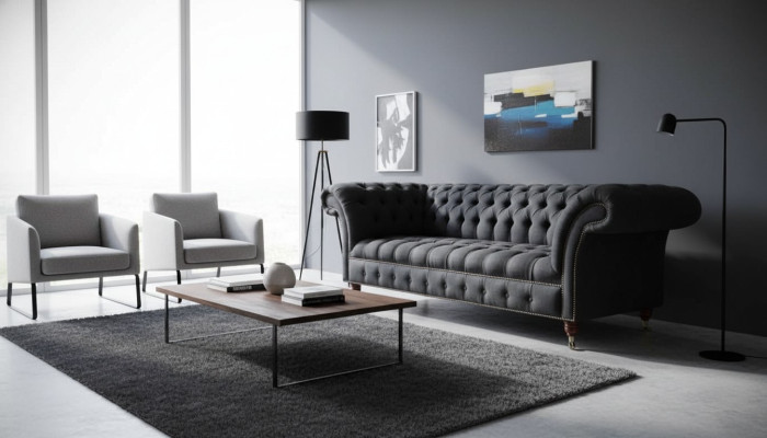 Chesterfield three-seater sofa 3-seater couch upholstered couches design textile