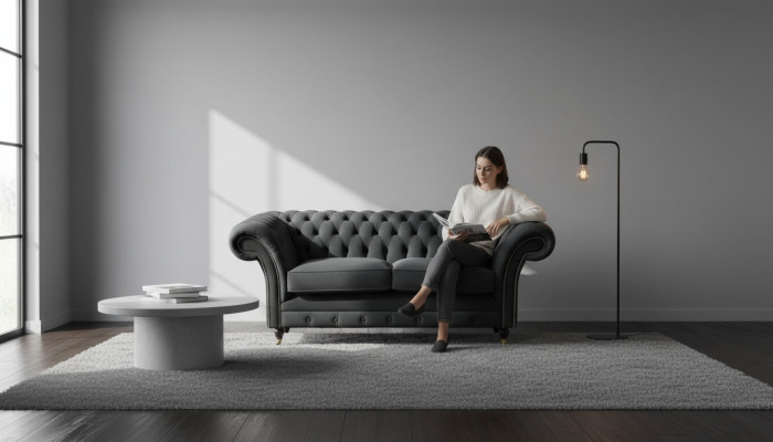 Chesterfield Black 2-Seater Couch Upholstery Couch Design Sofa Fabric