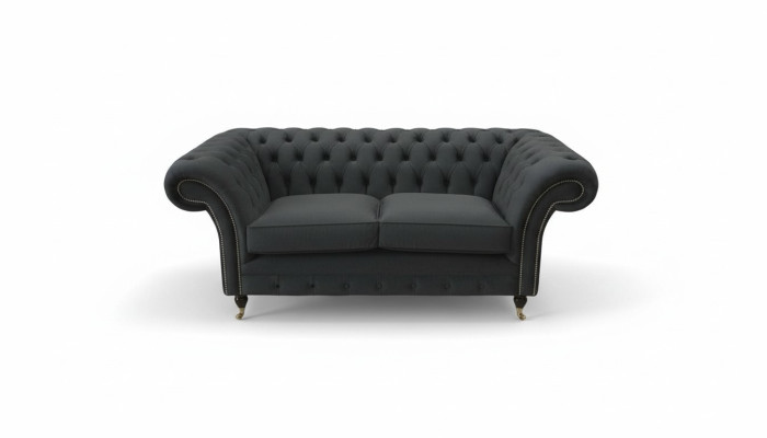 Chesterfield Black 2-Seater Couch Upholstery Couch Design Sofa Fabric