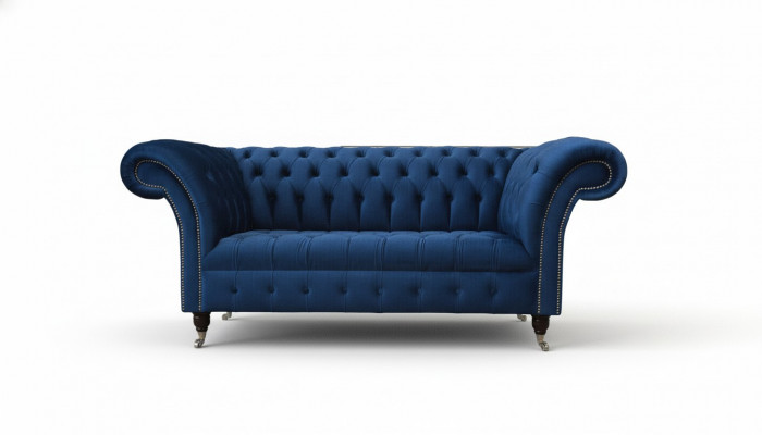 English Chesterfield office seating furniture sofa couch 2-seater royal blue