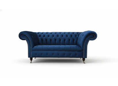 English Chesterfield office seating furniture sofa couch 2-seater royal blue