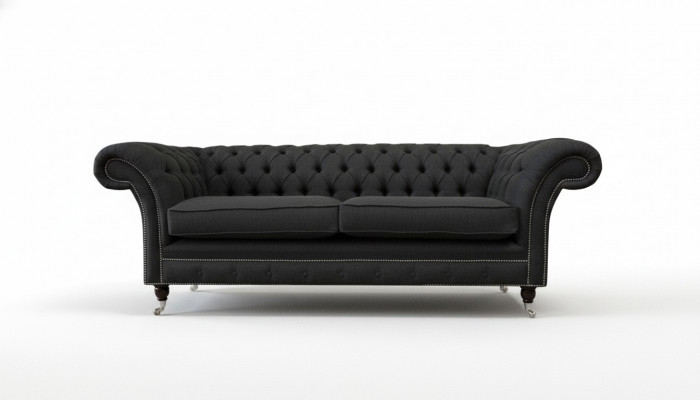 Living room sofa Chesterfield couch three-seater design black furniture new