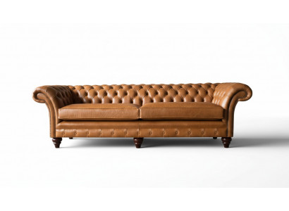4-seater Sofa Couch Upholstered Chesterfield Sofa Seat Leather Design Brown Furniture