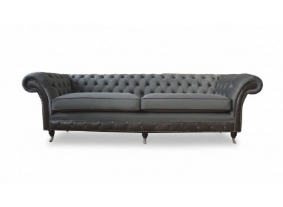 Design Couch Luxury Upholstered Sofa 4-Seater Chesterfield Luxury Gray