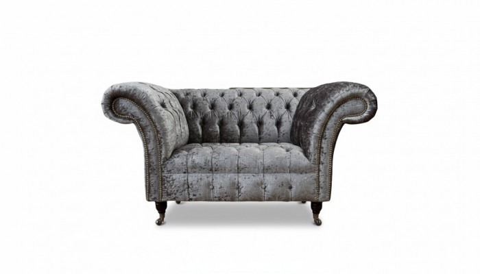 Chesterfield armchair design upholstered sofa couch Chesterfield fabric silver
