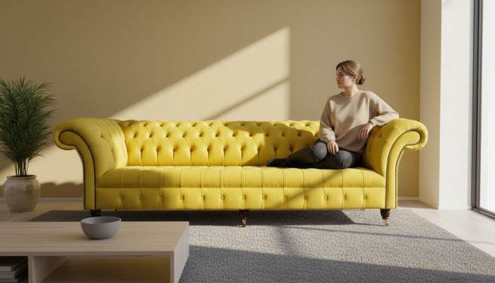 Four-seater sofa Chesterfield design sofas furniture living room couch upholstery
