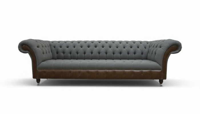 English Chesterfield Luxury Textile Sofa 4-Seater Sofa Upholstery Design Fabric Sofas