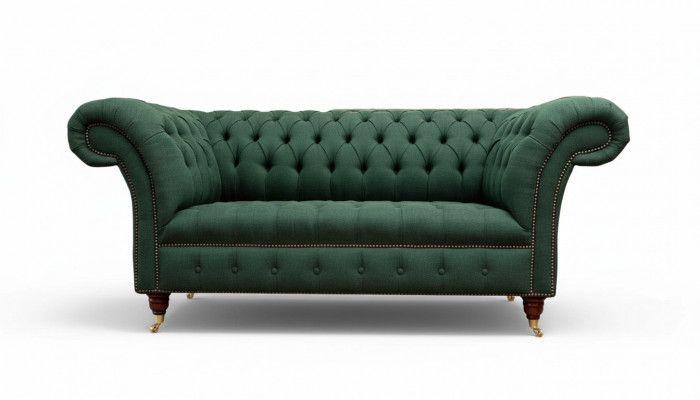 Chesterfield Sofa 2-Seater Upholstered Sofas Green Luxury Fabric Sofas Textile