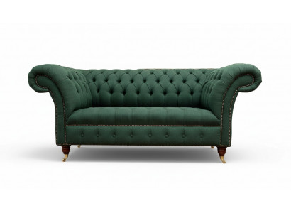 Chesterfield Sofa 2-Seater Upholstered Sofas Green Luxury Fabric Sofas Textile
