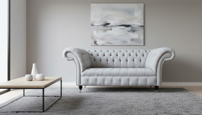 Chesterfield Luxury 2-Seater Couch Upholstered Sofa Fabric New