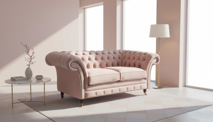 Sofa 2-seater couch upholstery Chesterfield living room design textile new