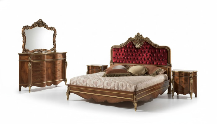 Bedroom furniture 5-piece set bed 2x nightstand dresser classic wood