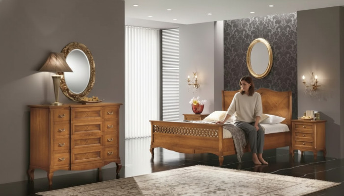 Bed 2x Nightstands Dresser 5-piece Set Bedroom Italian Furniture