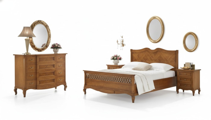 Bed 2x Nightstands Dresser 5-piece Set Bedroom Italian Furniture
