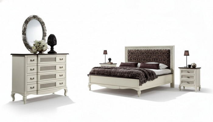 Bed 2x Nightstands 5-piece Italian Furniture Bedroom Chest of Drawers Wood