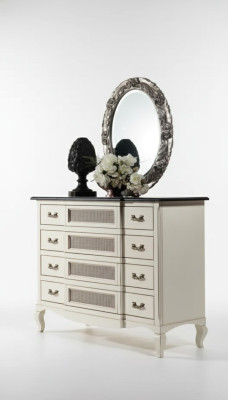 Wood Italian Furniture Design Furniture Style 2-piece Dresser with Mirror New