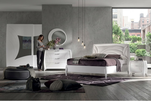 Luxury bedroom sets bed 2x nightstands design dresser furniture 6-piece