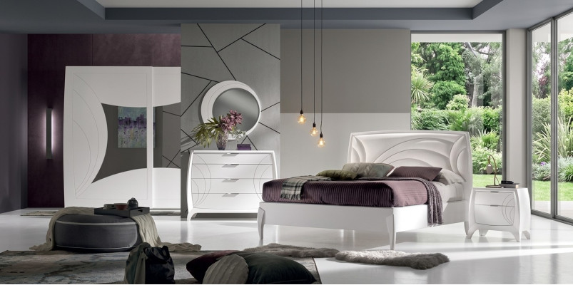 Luxury bedroom sets bed 2x nightstands design dresser furniture 6-piece