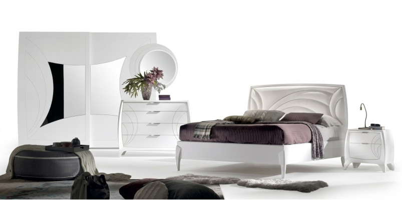 Luxury bedroom sets bed 2x nightstands design dresser furniture 6-piece