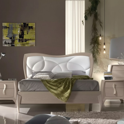 Design bed, 2x nightstands, 3-piece bedroom luxury complete set