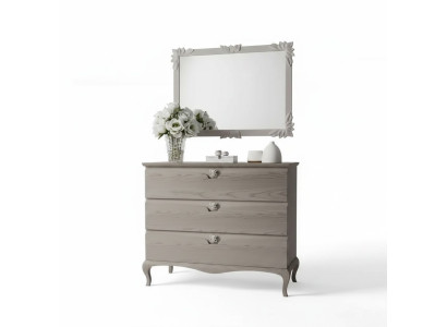 Dresser Mirror Cabinet Luxury Dressers Shelf Console Furniture Set 2-piece.