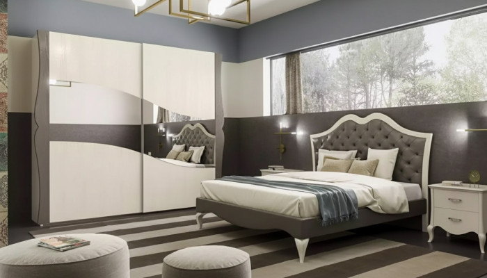 Design beds, bedroom bed, 2x nightstands, modern luxury furniture 3-piece set