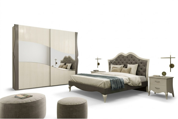 Design beds, bedroom bed, 2x nightstands, modern luxury furniture 3-piece set