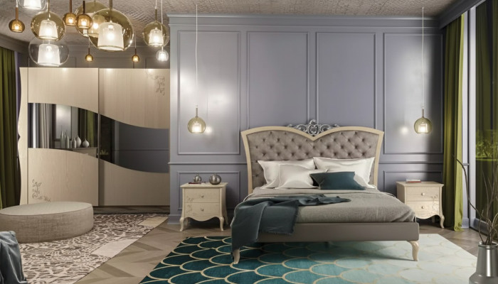 Bedroom bed 2x bedside tables luxury complete sets furniture room 4-piece set.