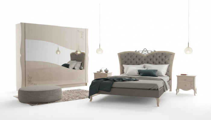 Bedroom bed 2x bedside tables luxury complete sets furniture room 4-piece set.