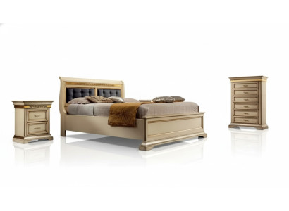 Complete bedroom design modern luxury bed 2x nightstands dresser